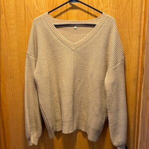 Cozy Tan V-Neck Sweater